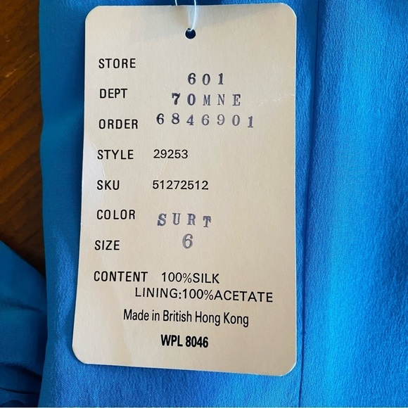 NWT 80’s 90’s Vintage Strapless Blue SILK Cocktail Dress Sz 6 - Picture 15 of 16